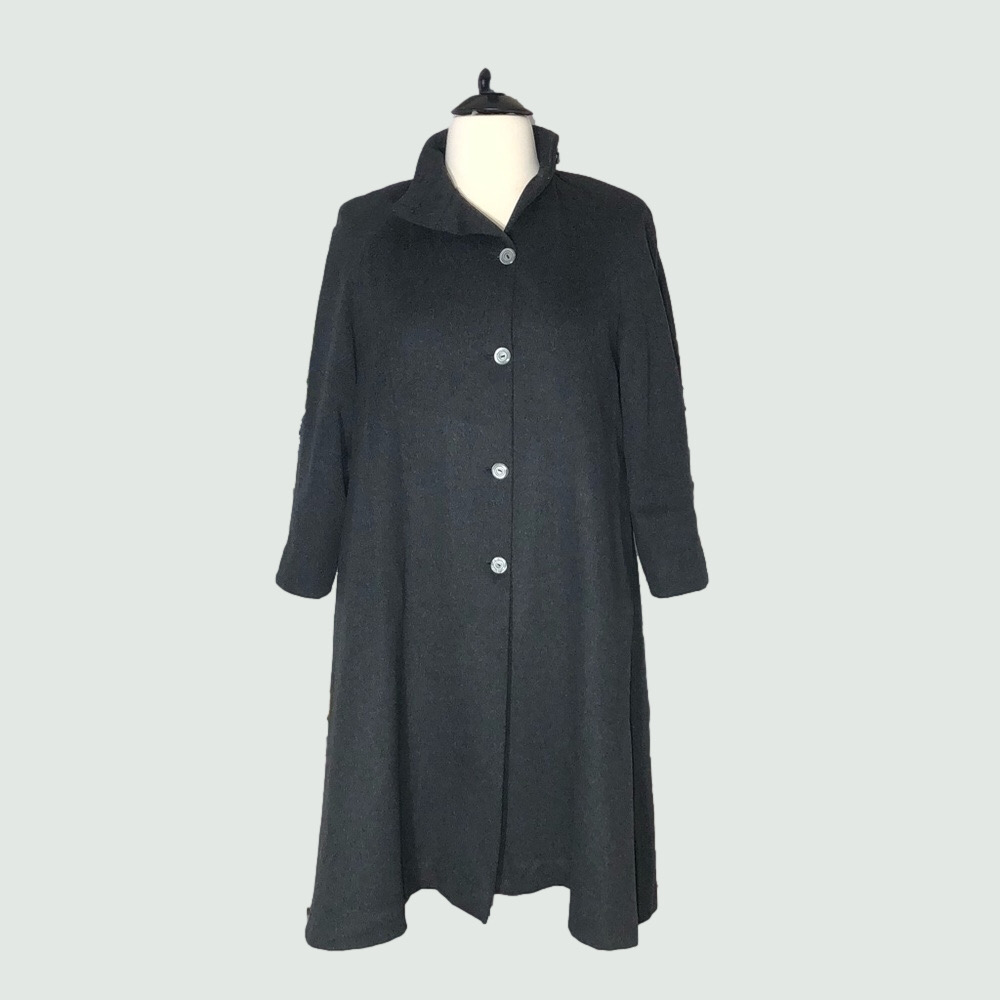 Vintage 50s Wool Gabardine Duffle Coat Gray XL